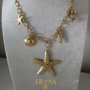 COLLAR ERYNA CHOKER MARINO CHARMS ACERO DORADO COLLAR ERYNA CHOKER MARINO CHARMS ACERO DORADO
