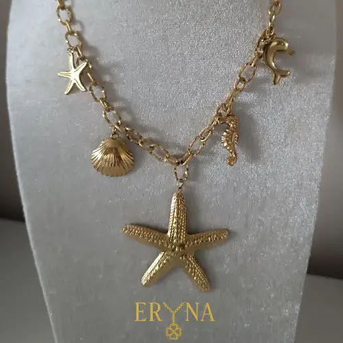 COLLAR ERYNA CHOKER MARINO CHARMS ACERO DORADO