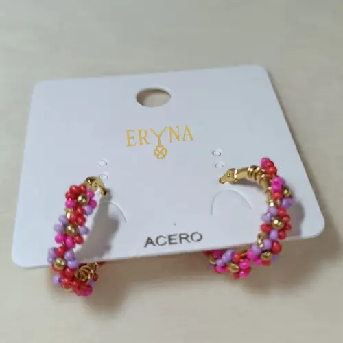 PENDIENTES ERYNA ARO CHUNKY FLORES COLORES