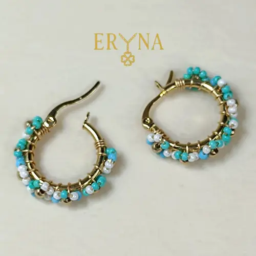 PENDIENTES ERYNA ARO CHUNKY FLORES COLORES