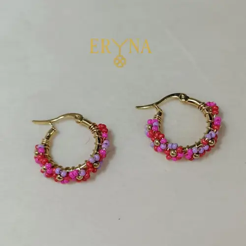 PENDIENTES ERYNA ARO CHUNKY FLORES COLORES