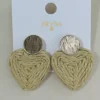 PENDIENTES ERYNA CORAZONES TRENZADOS MADERA Y PAPEL