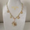 COLLAR ERYNA SOL Y CHAKRAS MARINOS ACERO DORADO