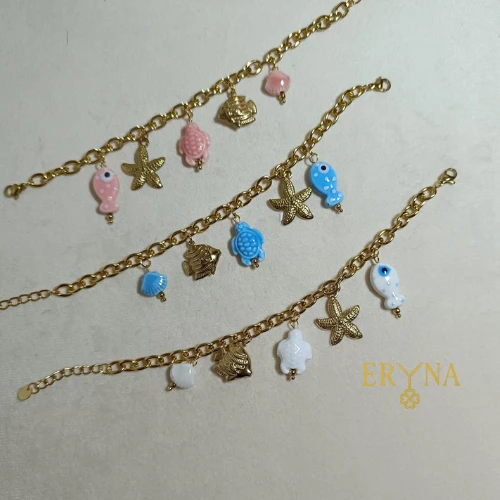 PULSERA ERYNA CHARMS MARINOS DORADO & COLOR