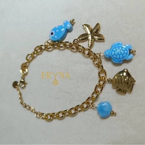 PULSERA ERYNA CHARMS MARINOS DORADO & COLOR
