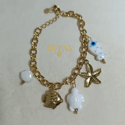 PULSERA ERYNA CHARMS MARINOS DORADO & COLOR