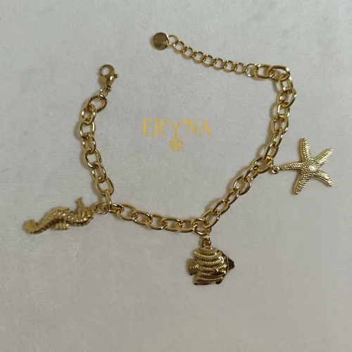 PULSERA ERYNA CHARMS MARINOS ACERO DORADO