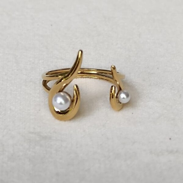 anillo dorado acero ajustable ERYNA con perla