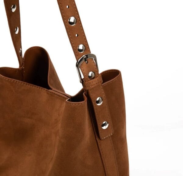 bolso abag marrón shopper efecto ante