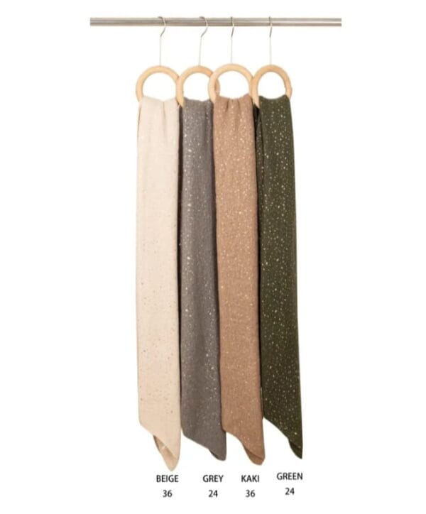 Bufandas ABAG con brillo en colores beige, gris, kaki y verde, modelo ADZY258028