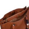 Bolso IRENE apricot-castaño con asa trenzada y correa ajustable