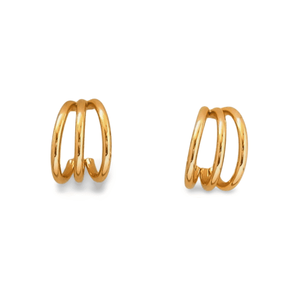 pendientes aro triple eryna dorados acero inoxidable