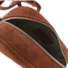 Interior del bolso camel de piel auténtica con forro textil