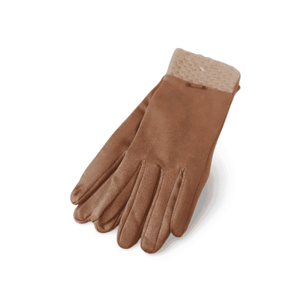 Guantes de mujer camel con puño de punto. Guantes de mujer camel con puño de punto.