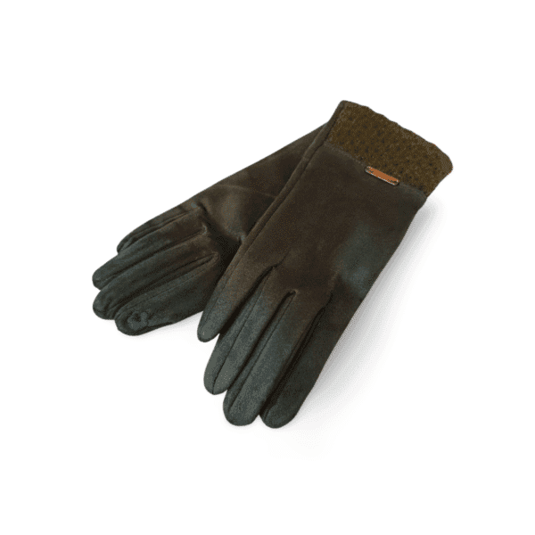Guantes de mujer verdes con puño de punto. Guantes de mujer verdes con puño de punto.