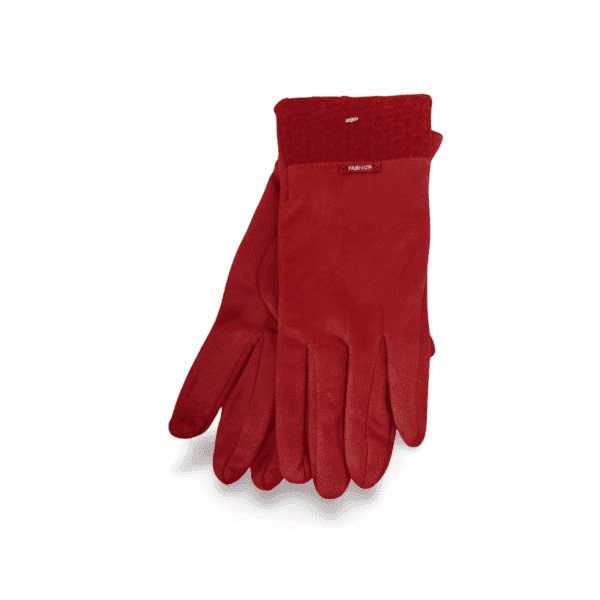 Guantes de mujer teja con puño de punto. Guantes de mujer teja con puño de punto.
