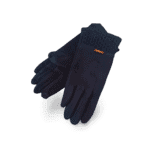 Guantes de mujer azul marino con puño de punto.