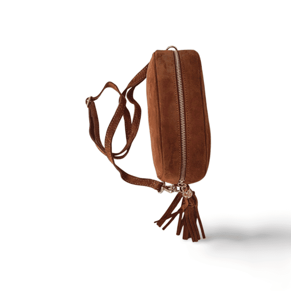 Bolso de piel auténtica con flecos - disponible en marrón, negro y verde