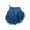 Bolso de ante azul con flecos y cadena metálica ERYNA