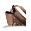 Bolso de piel auténtica marrón con cremallera y cordón