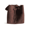 Bolso de piel auténtica color chocolate con cordón