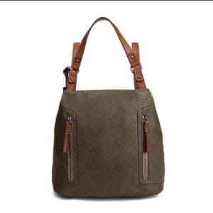 Mochila IRENE ILR230308 color verde con asas marrones Mochila IRENE ILR230308 color verde con asas marrones