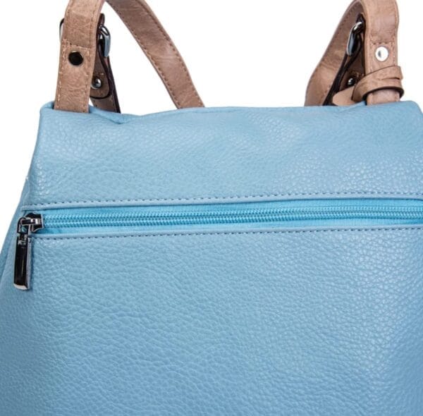 mochila irene eryna azul piel sintética alta calidad vista trasera