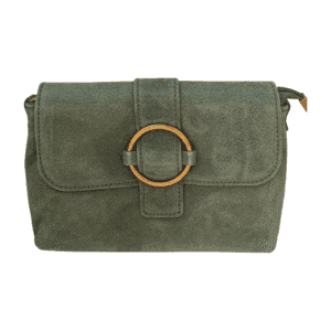 BOLSO DE ANTE ITALIANO CON CIERRE DE ARO – COLORES MARRÓN, VERDE Y CHOCOLATE