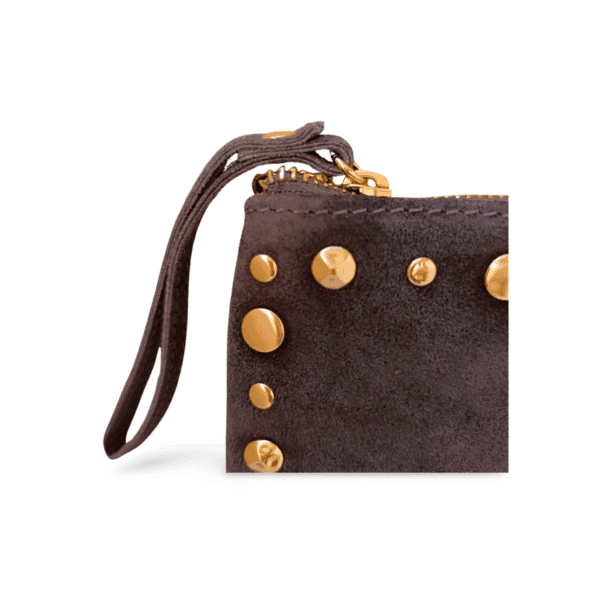 Bolso ERYNA gris piel auténtica detalle cremallera dorada