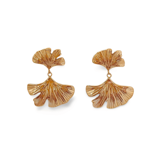 pendientes ERYNA hoja estilizada acero dorado