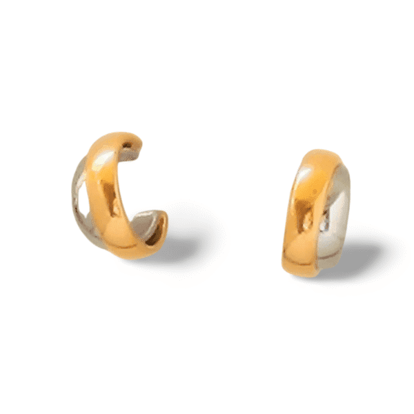 Pendientes ERYNA aro bicolor dorado y plateado detalle de diseño