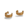 pendientes aro dorado triple línea ERYNA vista lateral