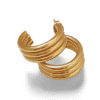 pendientes aro dorado triple línea ERYNA conjunto