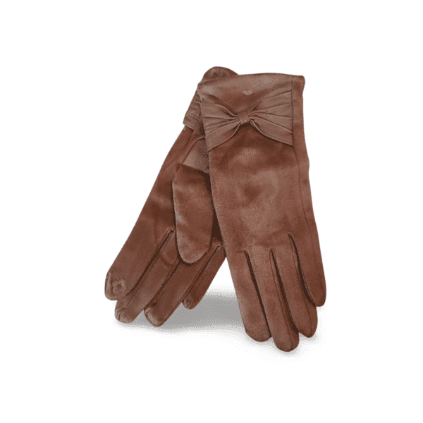 Guantes de mujer beige con lazo elegante