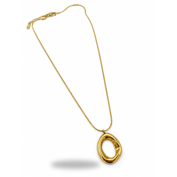 Collar ERYNA de acero inoxidable dorado con colgante de círculo minimalista