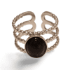 Anillo ERYNA acero plateado con piedra negra