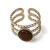 Anillo ERYNA acero plateado con piedra marrón