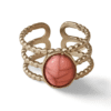 Anillo ERYNA acero plateado con piedra rosa