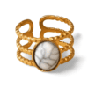Anillo ERYNA acero dorado con piedra blanca
