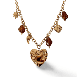 Collar ERYNA dorado con charms marrón efecto ámbar