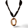 Collar ERYNA elipse dorada con cinta negra