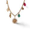 Collar ERYNA con cristales verde rosa blanco y colgante de sol