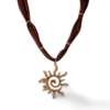 Collar ERYNA sol dorado con cinta marrón