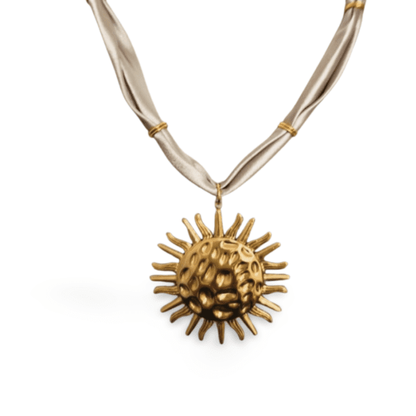Collar ERYNA sol dorado en relieve con cinta beige