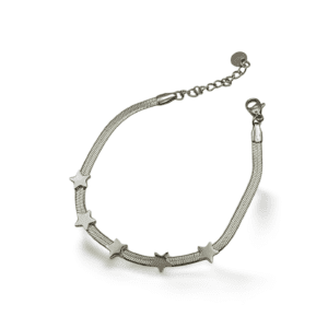 Pulsera plateada de acero inoxidable con estrellas lisas