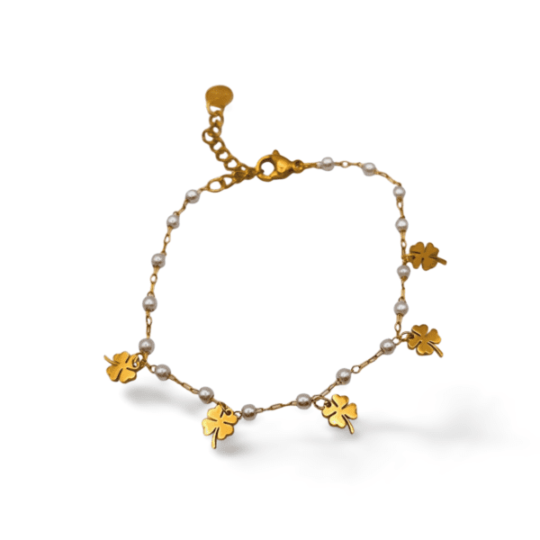 Pulsera ERYNA de acero dorado con cierre mosquetón y cadena extensible