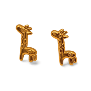pendientes eryna de jirafa en acero inoxidable dorado
