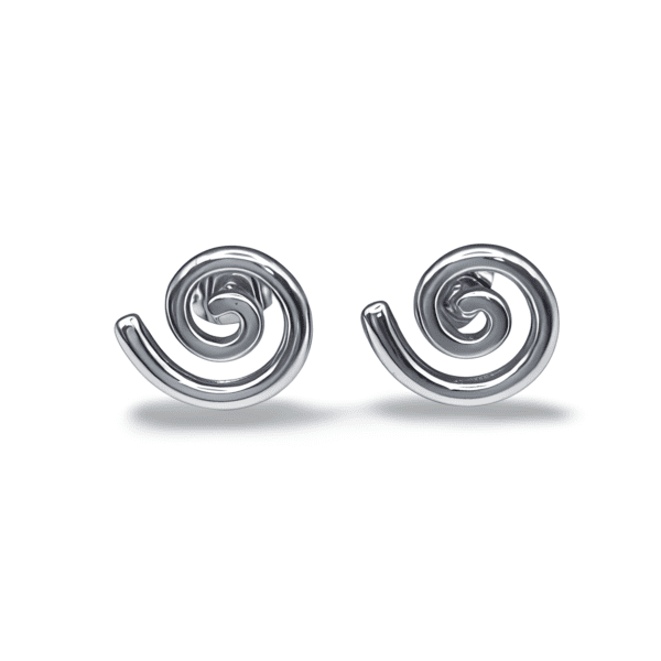 pendientes eryna en espiral de acero inoxidable color plata