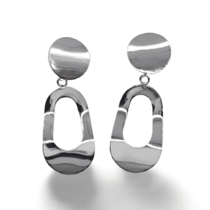 PENDIENTES GEOMÉTRICOS OVALADOS EN ACERO INOXIDABLE ERYNA 2 pendientes largos geométricos ERYNA plata