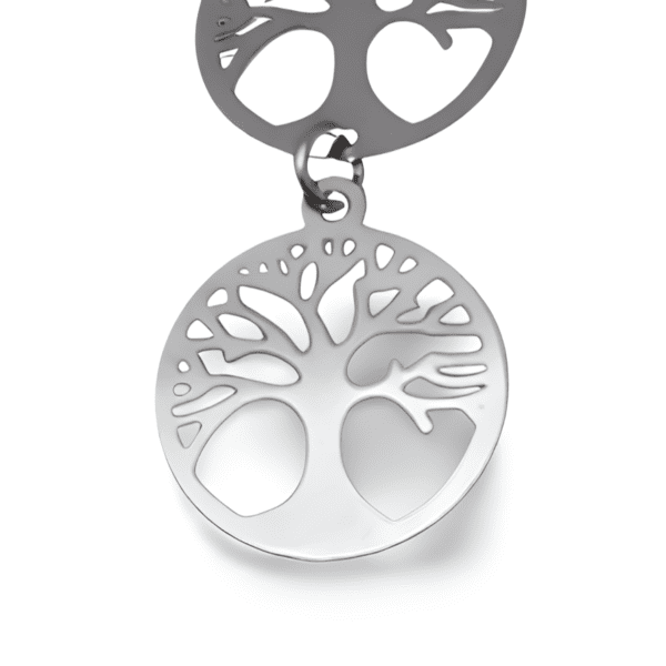 PENDIENTES LARGOS ÁRBOL DE LA VIDA EN ACERO INOXIDABLE ERYNA 3 detalle colgante árbol de la vida ERYNA plata